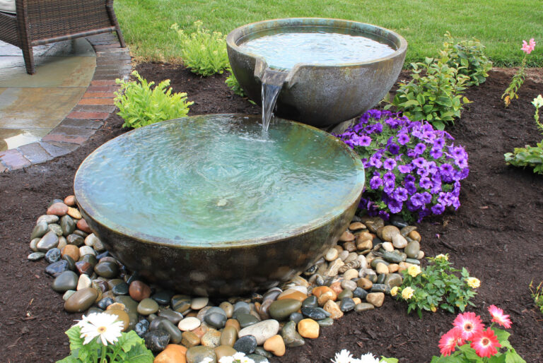 Spillway bowls with one small bowl cascading into a larger bowl