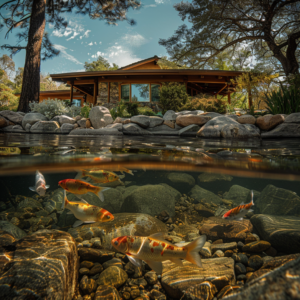 Koi pond depth view