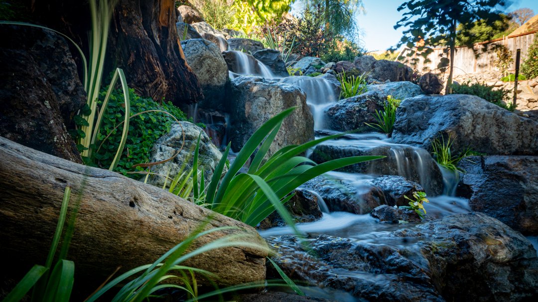 Pondless waterfall cascades build in pinole california