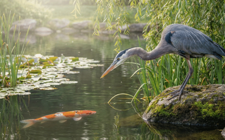 Heron waiting on koi