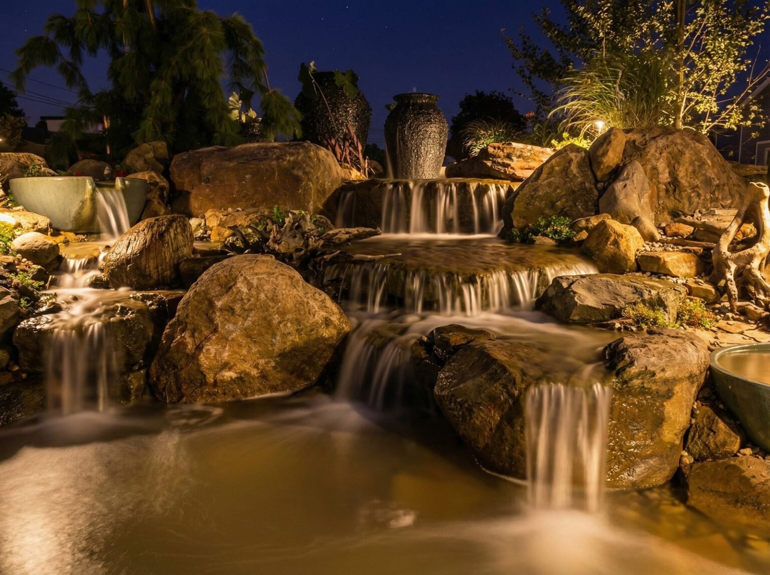 Koi pond night shot