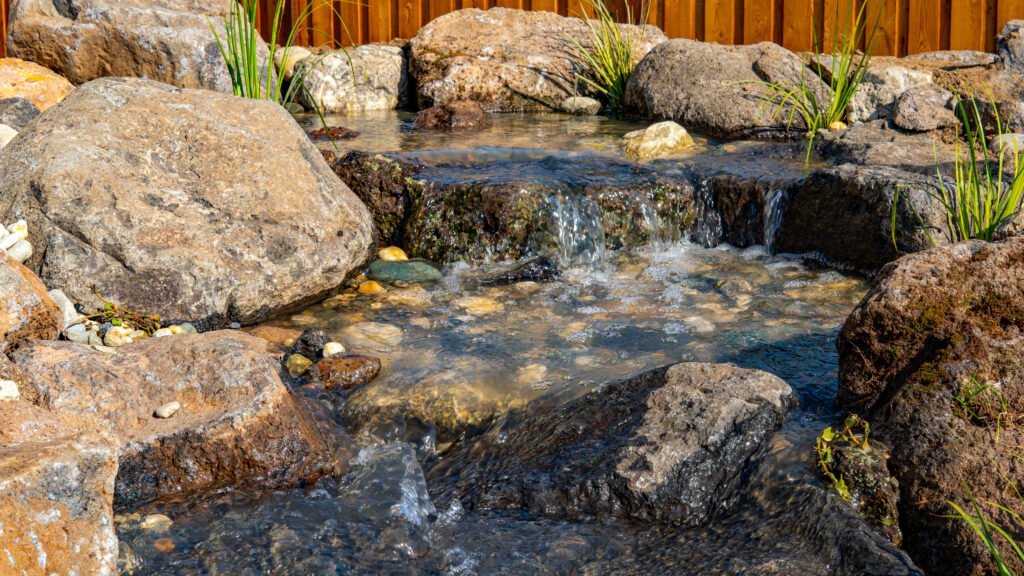 close up of waterfall we build in tracy ca