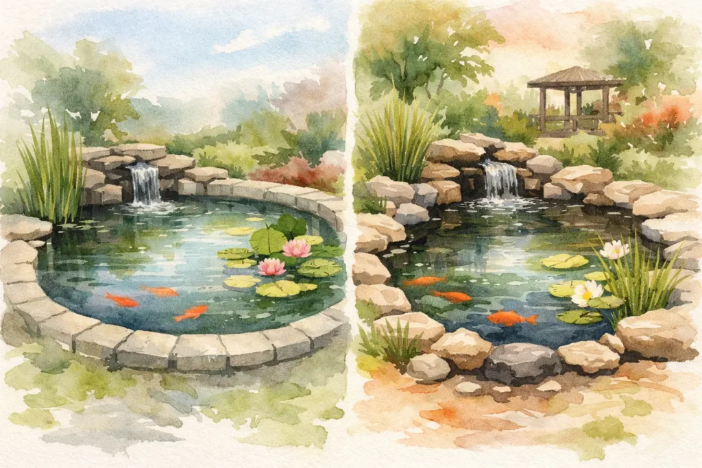 Concrete Pond Versus Liner Pond for Your Backyard