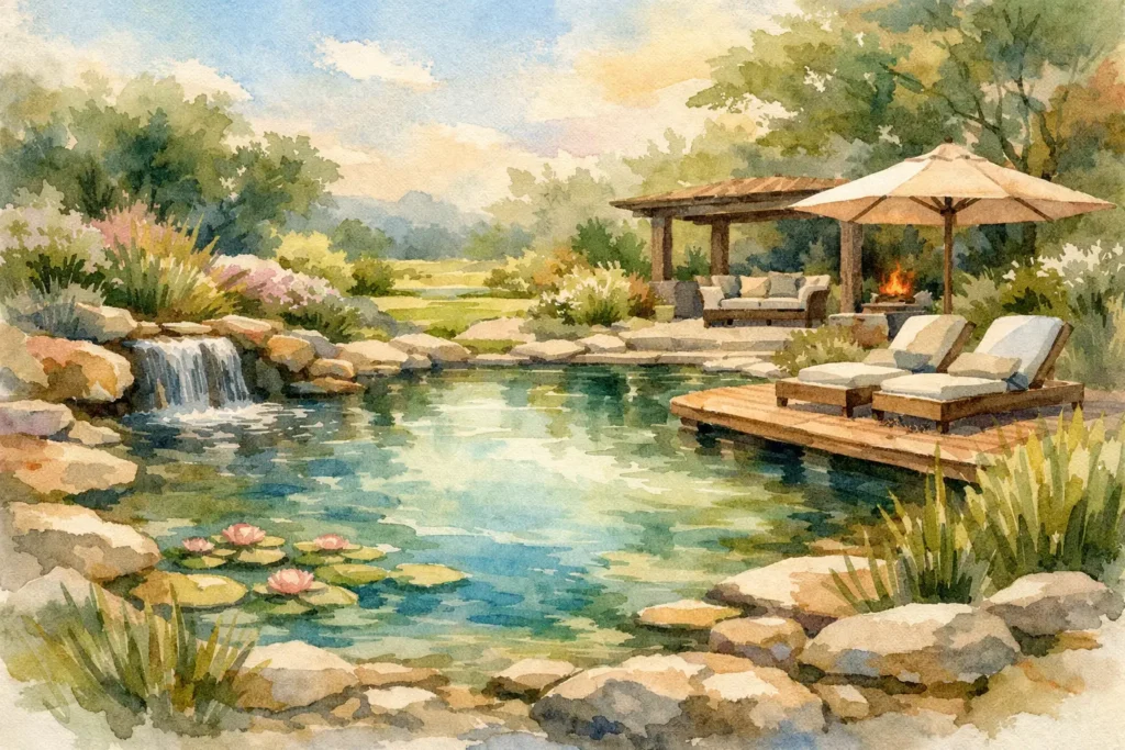 Natural Pools for a Backyard Built to Be Lived In