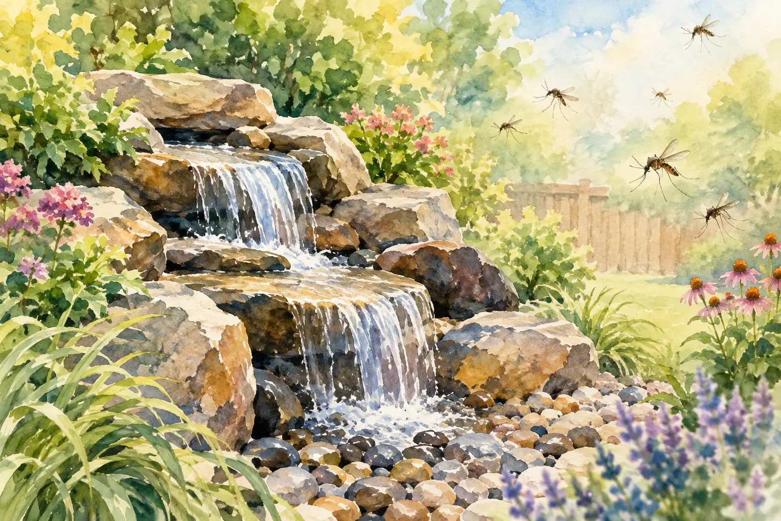 Do Pondless Waterfalls Attract Mosquitoes in Yards?